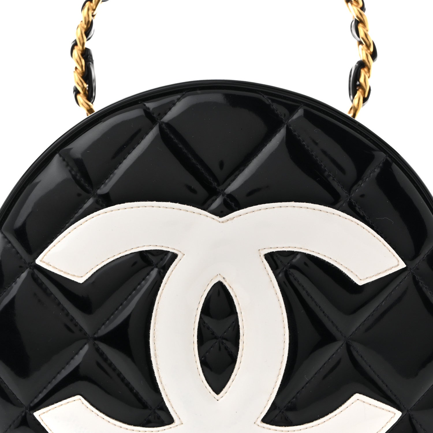 Chanel Patent CC Round Vanity Case Black 9 of 11