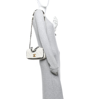 Chanel Lambskin Tweed Quilted Flap White 2 of 16