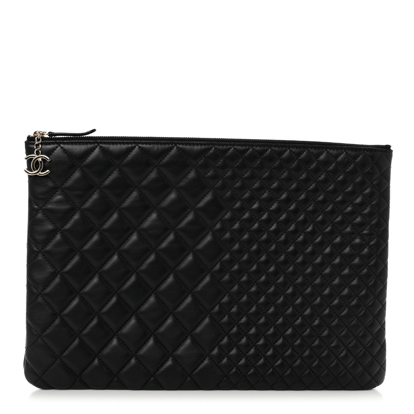 Lambskin Bi Quilted Large Cosmetic Case Black