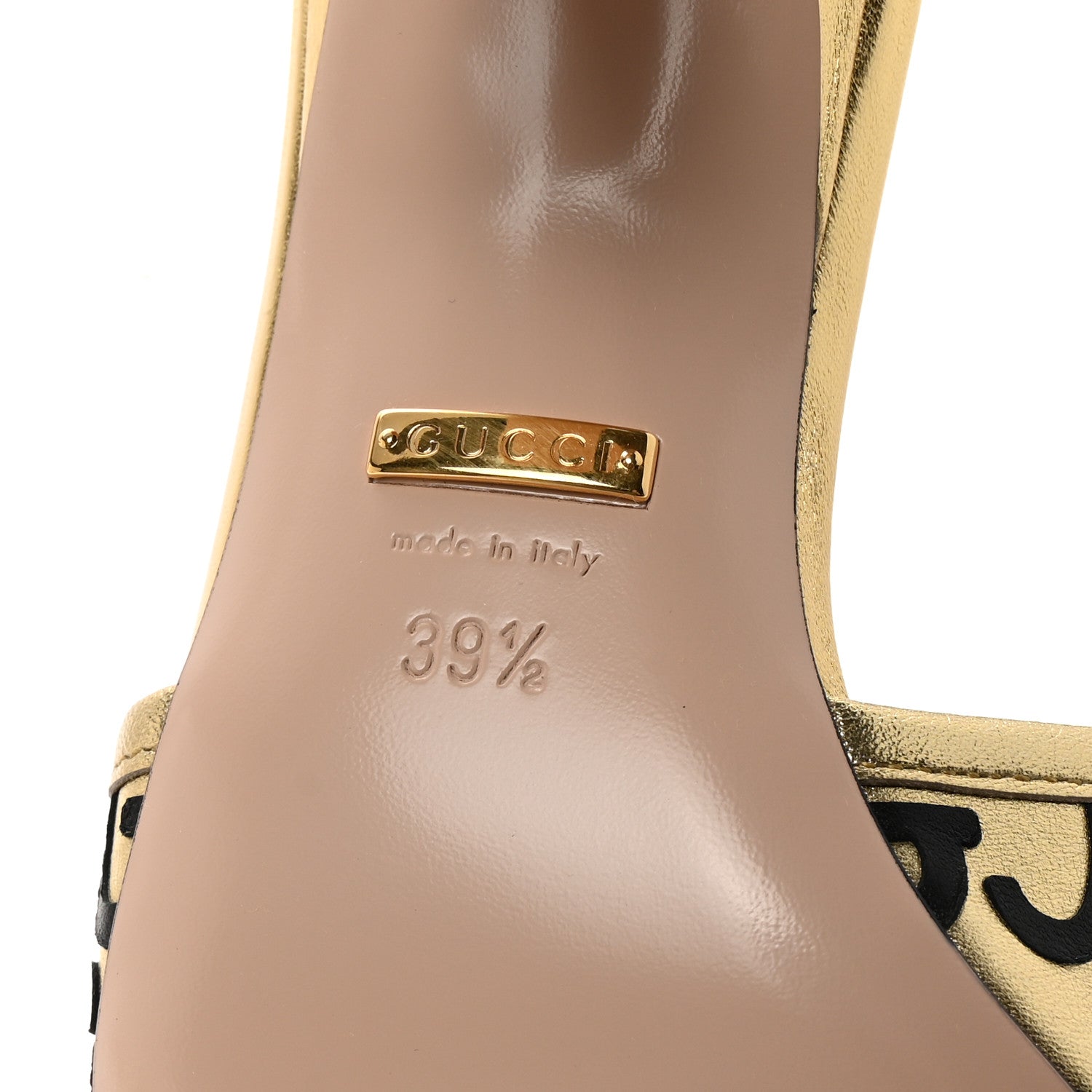 Gucci X ADIDAS Nappa Silk Charlotte Monogram Jumbo GG Trefoil 75mm Slide Sandals 39.5 King Gold Black 7 of 10