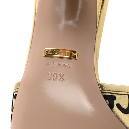 Gucci X ADIDAS Nappa Silk Charlotte Monogram Jumbo GG Trefoil 75mm Slide Sandals 39.5 King Gold Black 7 of 10