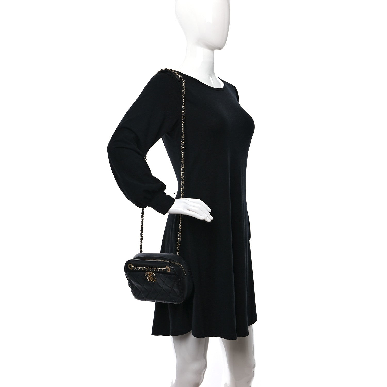 Chanel Goatskin Quilted Chanel 19 Camera Case Black 2 of 9