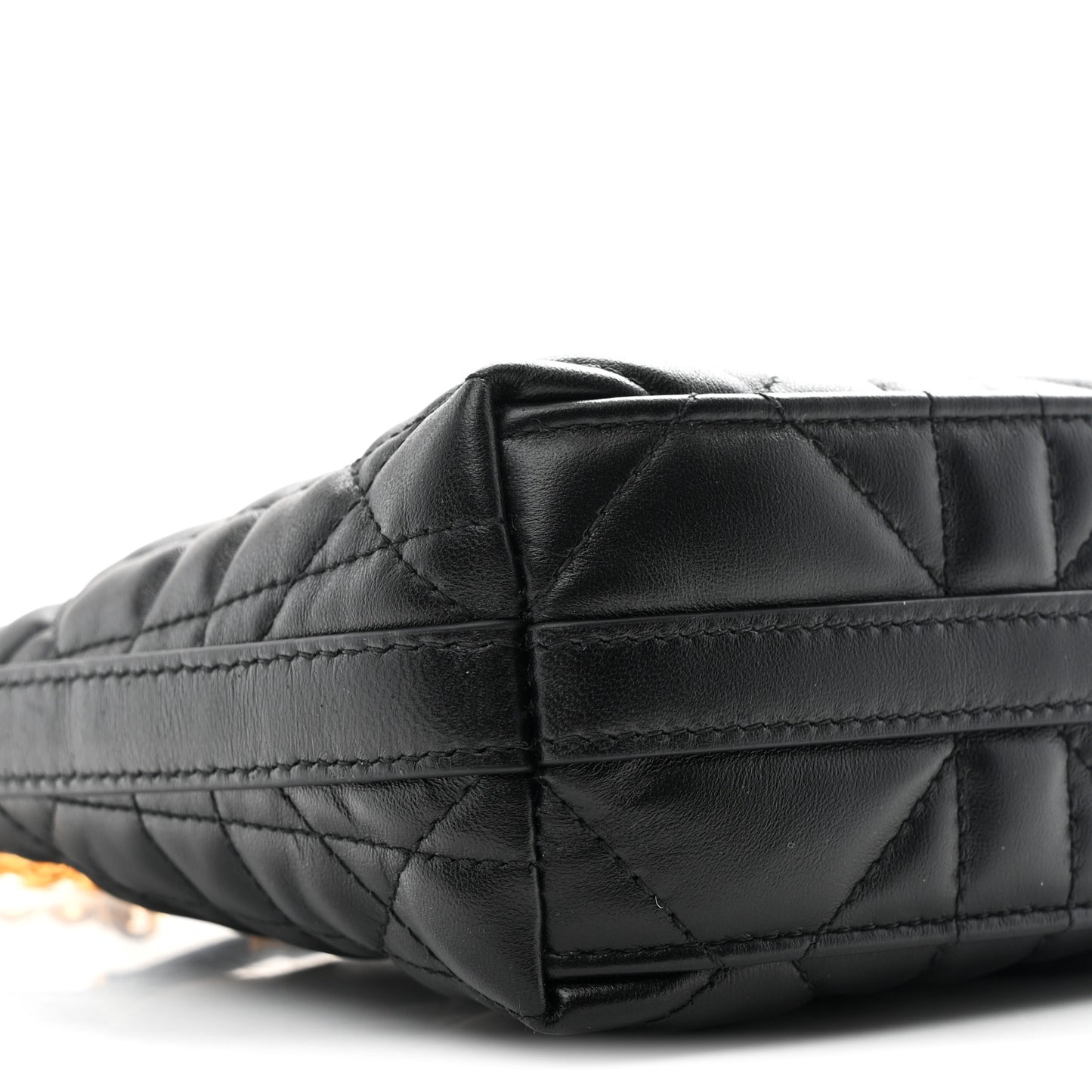 Calfskin Macrocannage Miss Caro Diorling Mini Bag with Chain Black
