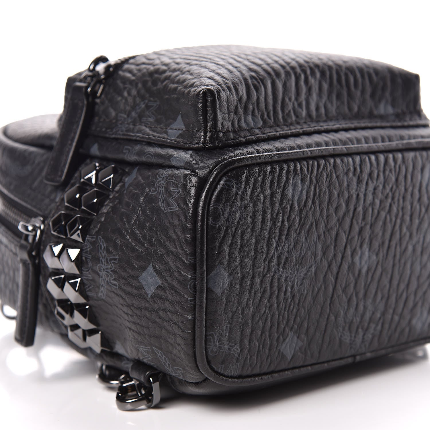 MCM Visetos Studded X-Mini Bebe Boo Backpack Black 5 of 9