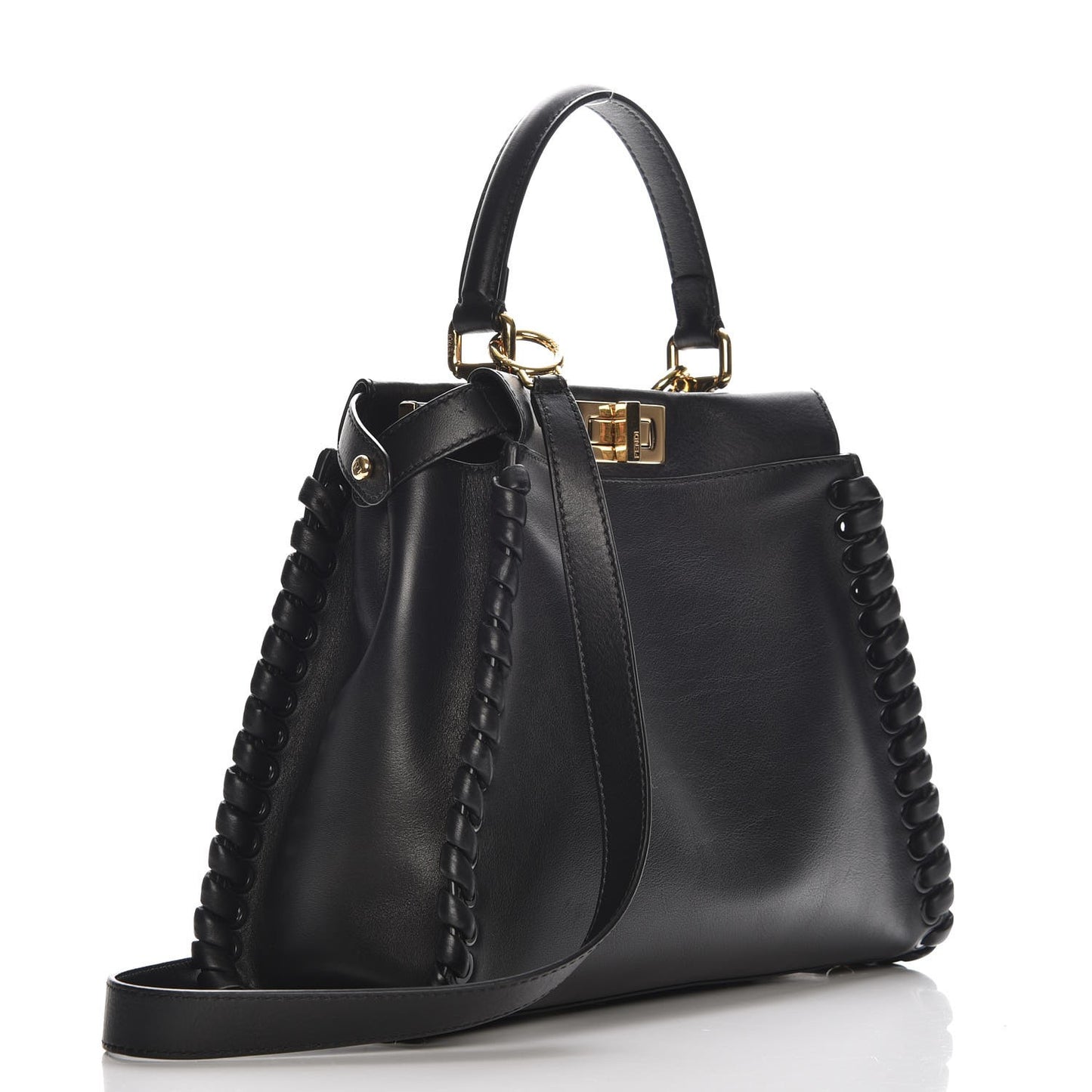 Vitello Seta Lace Up Medium Peekaboo Iconic Satchel Black