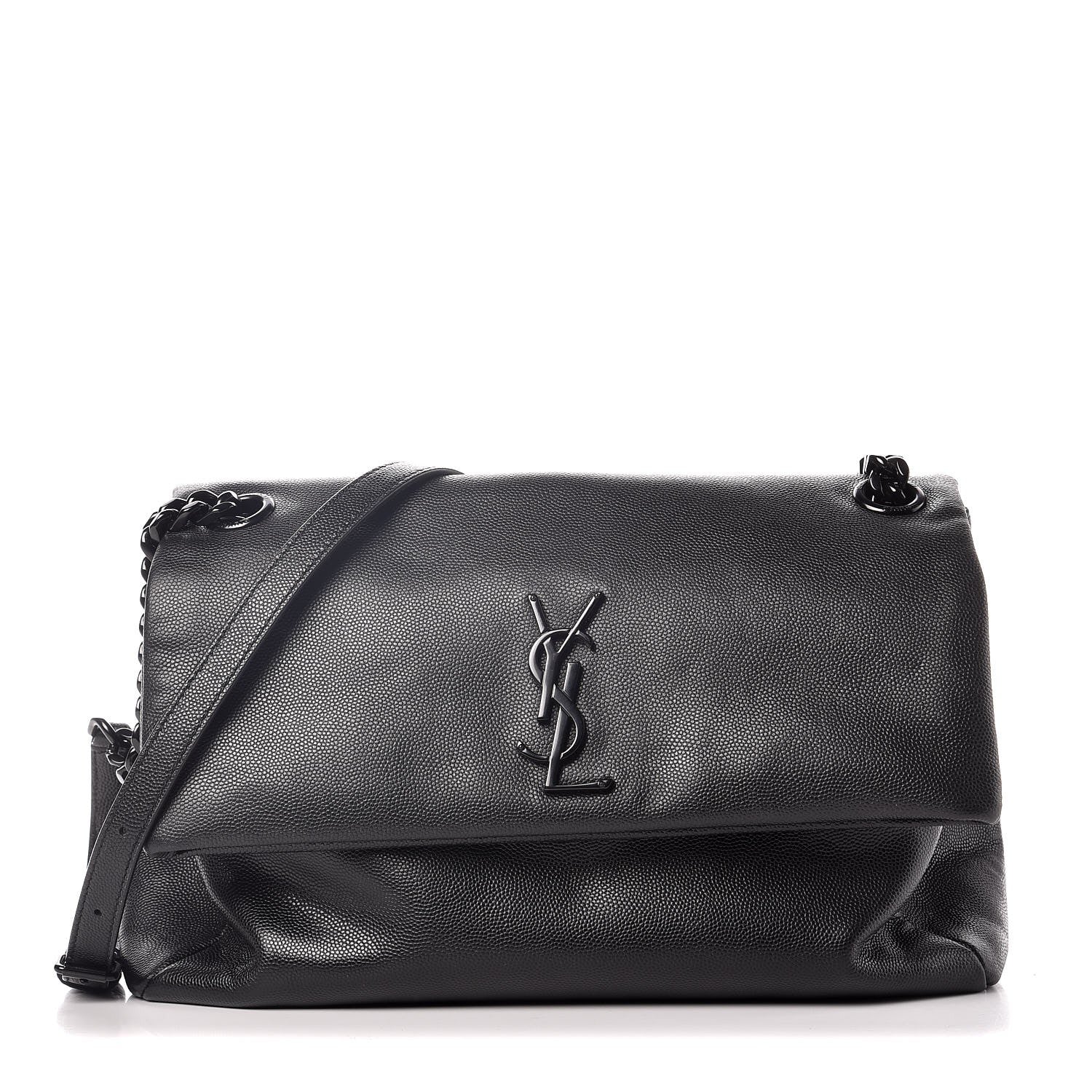 Saint Laurent Grain De Poudre Medium West Hollywood Monogram Fold-Over Black 1 of 12