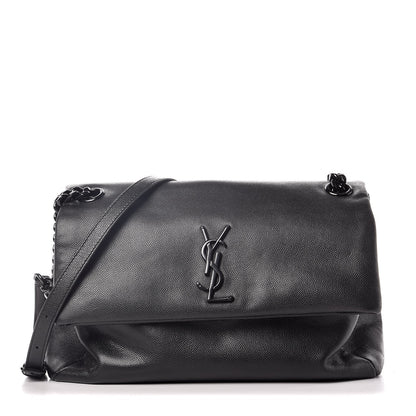 Saint Laurent Grain De Poudre Medium West Hollywood Monogram Fold-Over Black 1 of 12