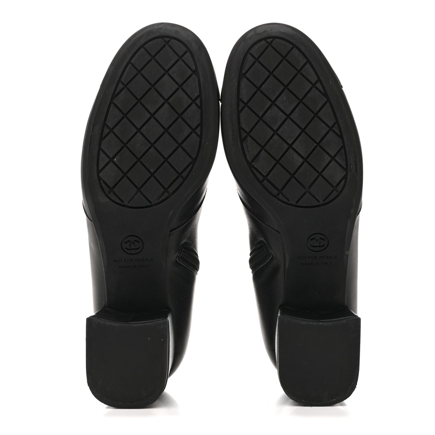 Stretch Lambskin Cap Toe CC Short Boots 38.5 Black