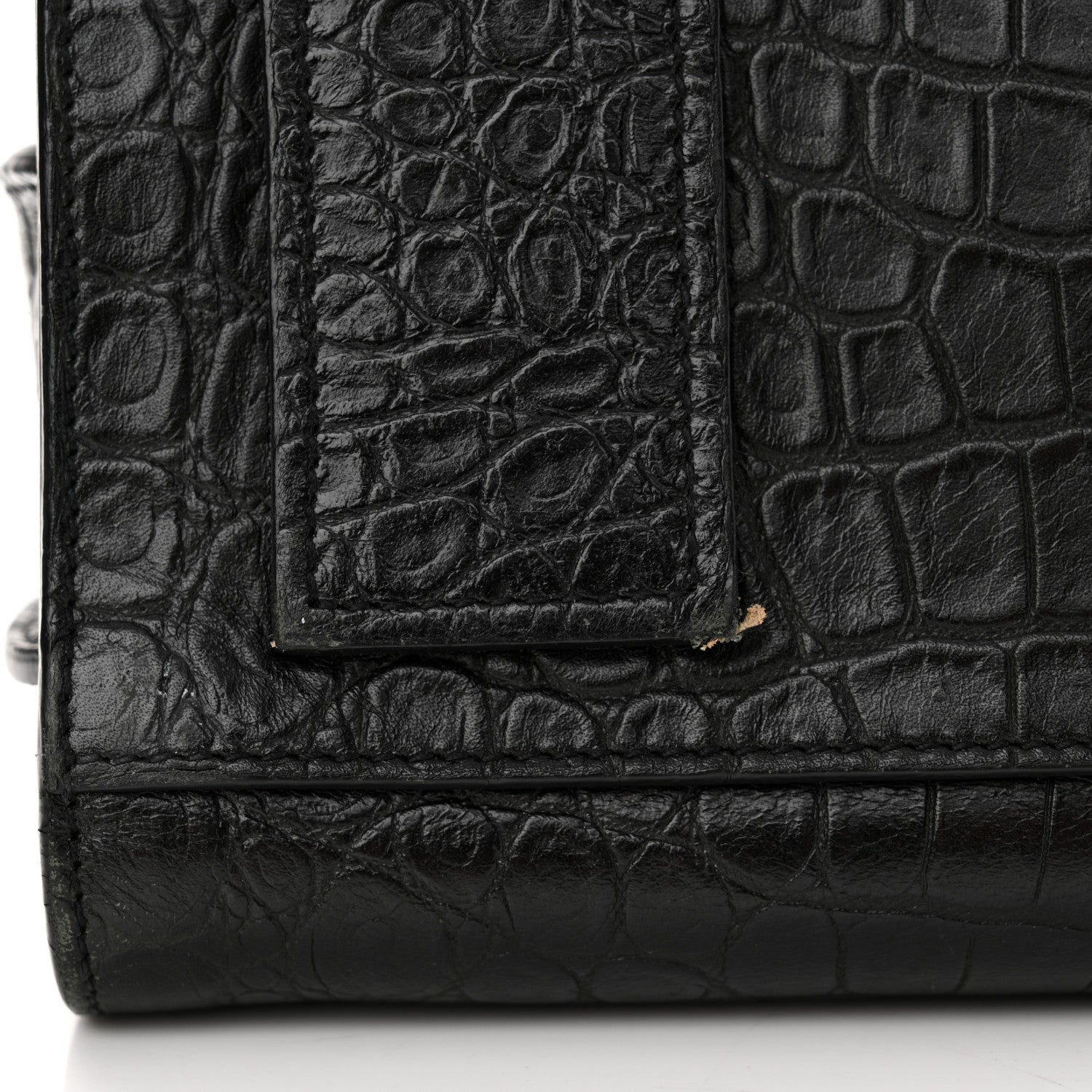 Saint Laurent Calfskin Crocodile Embossed Small Supple Sac de Jour Black 13 of 21