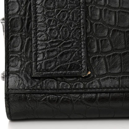 Saint Laurent Calfskin Crocodile Embossed Small Supple Sac de Jour Black 13 of 21