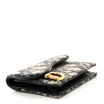 Christian Dior Oblique Saddle Card Holder Blue 4 of 7