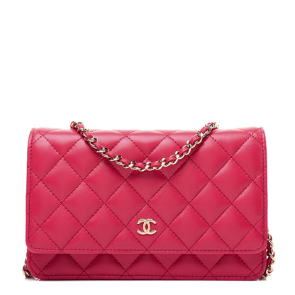 Chanel Lambskin Quilted Wallet On Chain WOC Light Red 1 of 20
