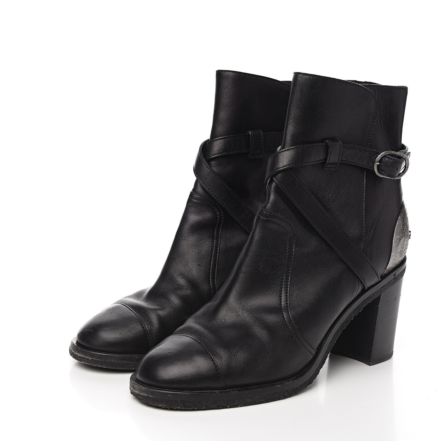 Chanel Lambskin CC Buckle Short Boots 39.5 Black 3 of 9