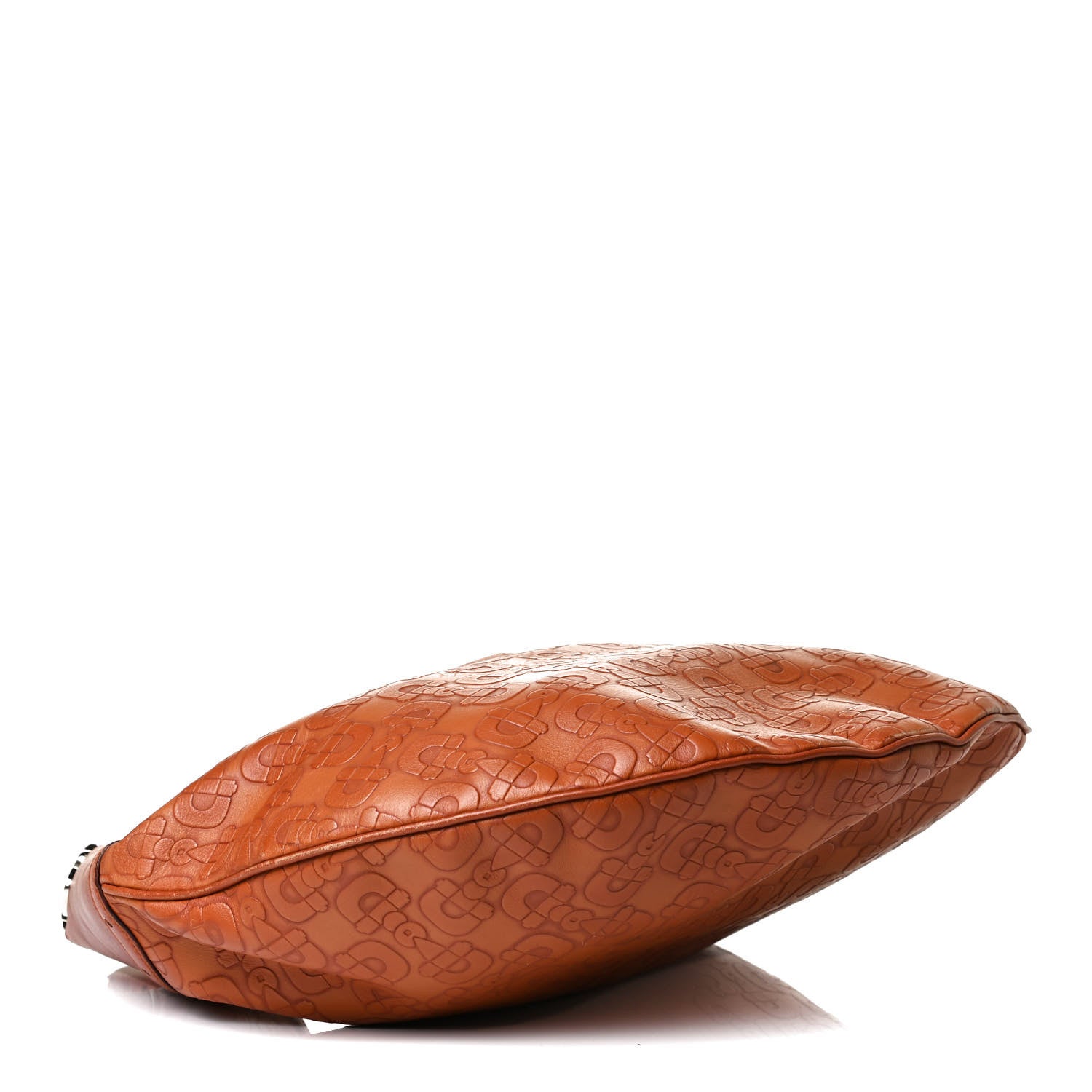 Gucci GGUCCI Calfskin Horsebit Embossed Glam Hobo Tan 3 of 17