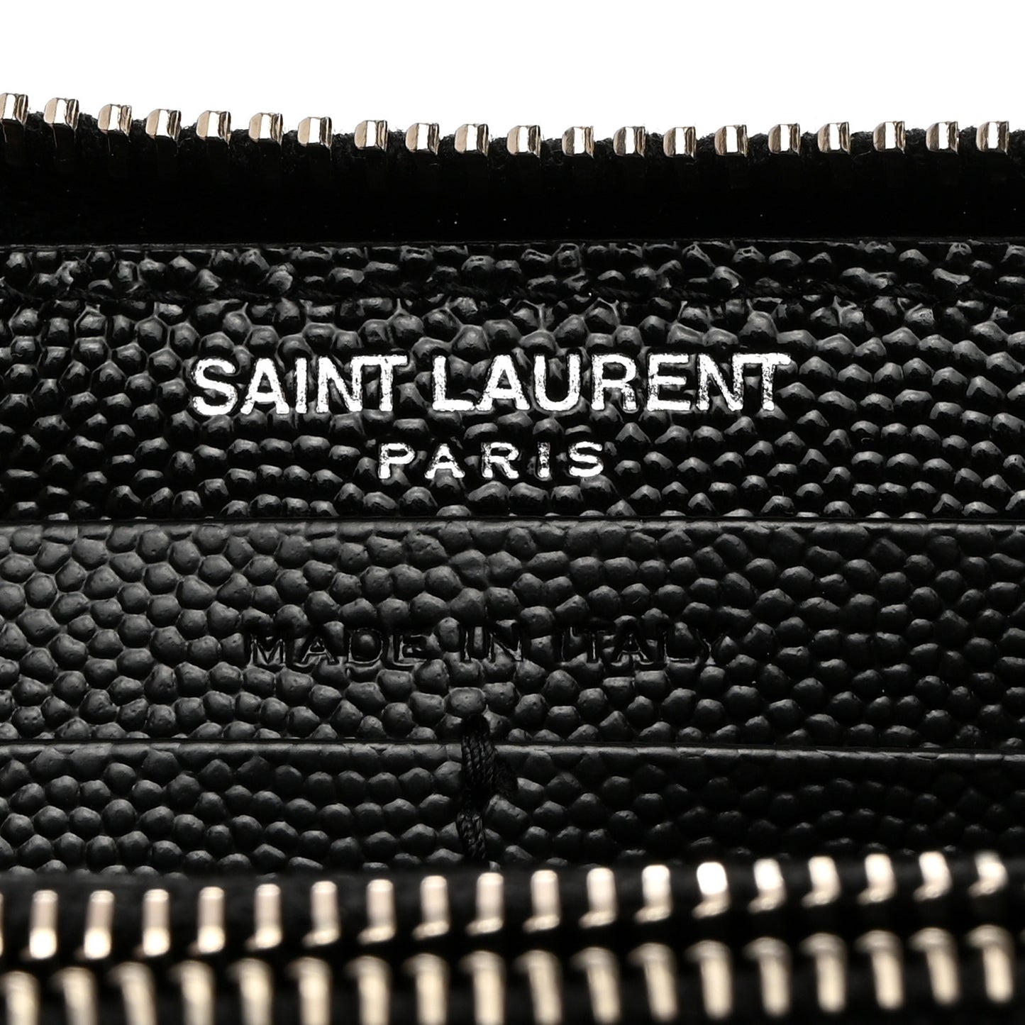 SAINT LAURENT Grain De Poudre Matelasse Chevron Monogram Zip Around Wallet Black