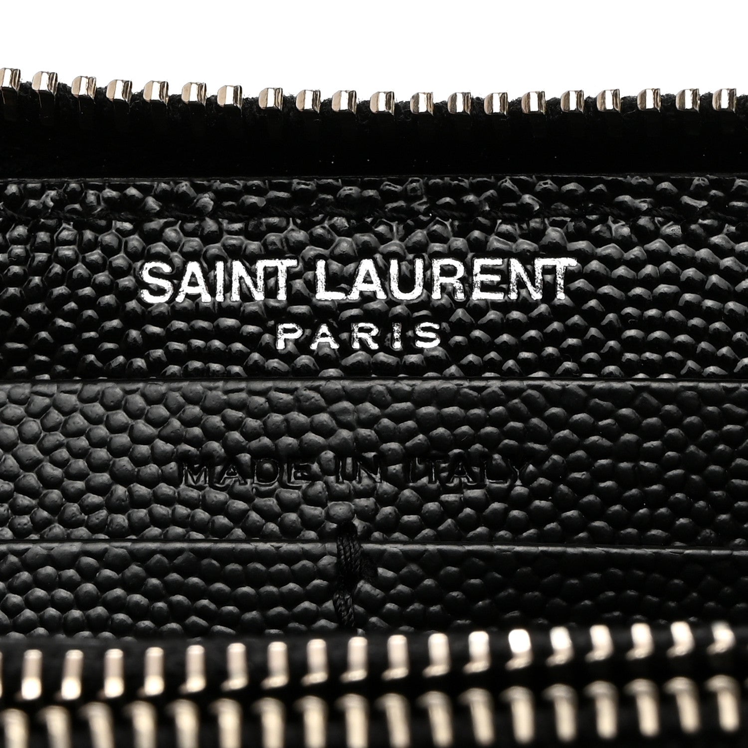 Saint Laurent SAINT LAURENT Grain De Poudre Matelasse Chevron Monogram Zip Around Wallet Black 6 of 7