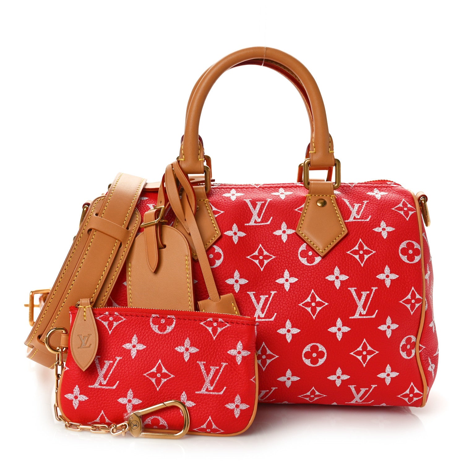 Louis Vuitton Soft Calfskin Monogram Speedy P9 Bandouliere 25 Red 4 of 10