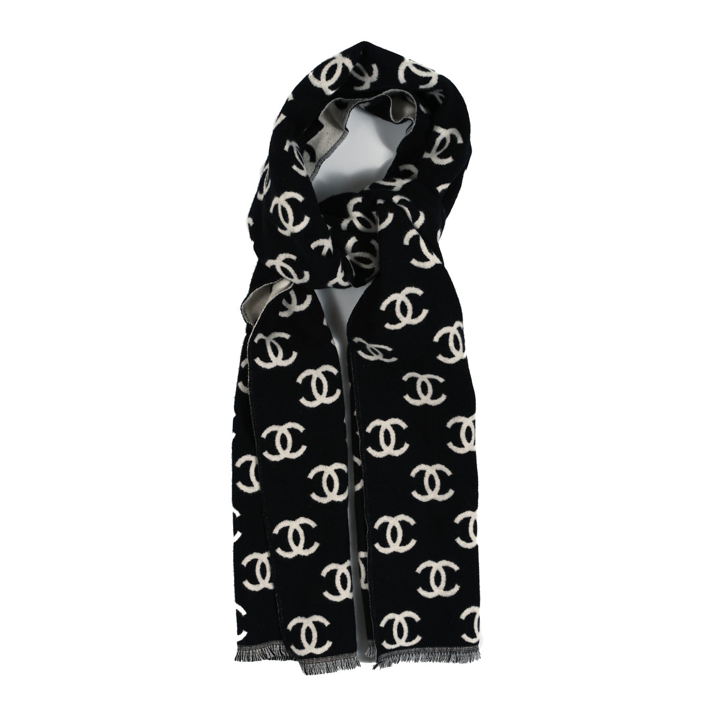 Wool Cashmere CC Scarf Black White
