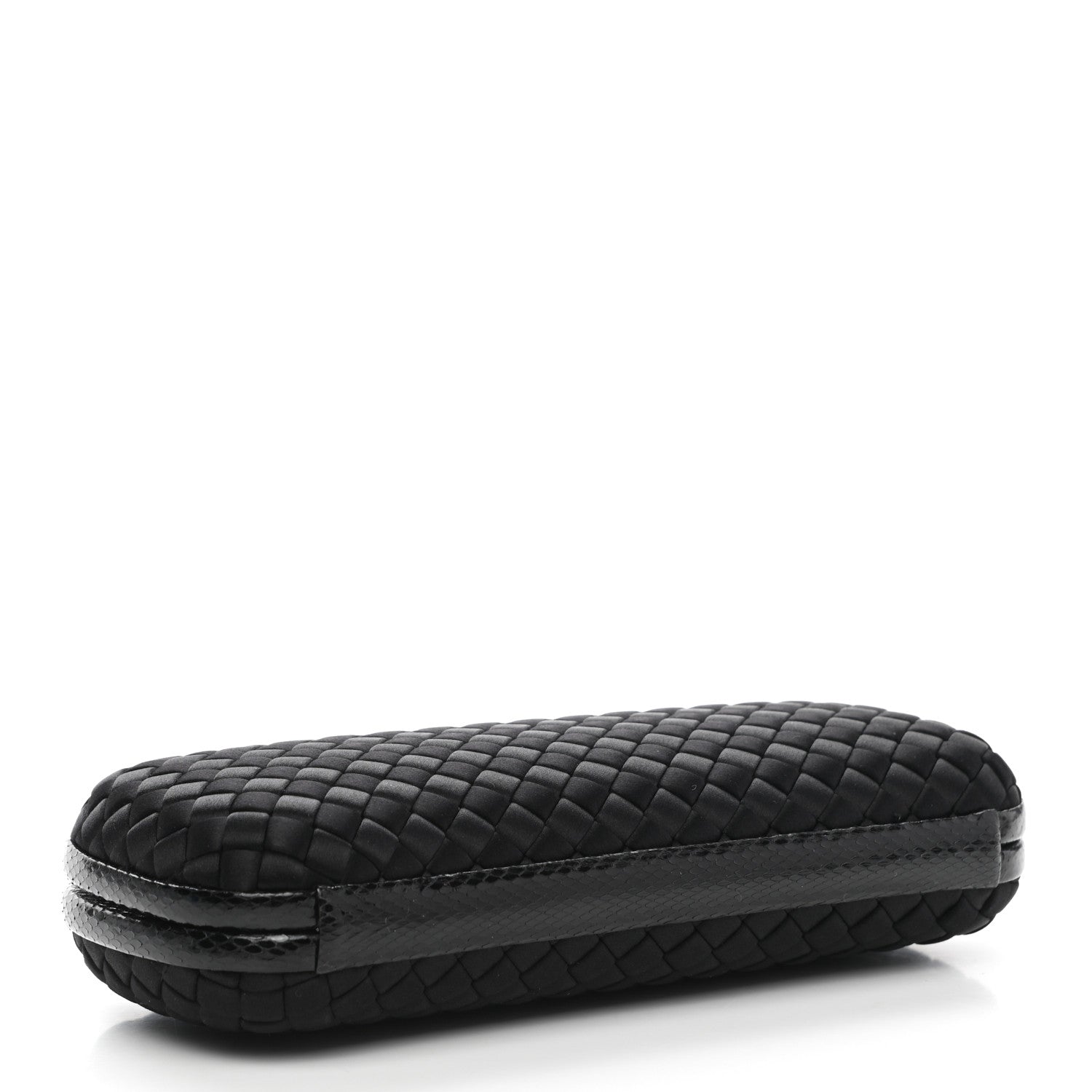 Bottega Veneta Satin Ayers Intreccio Impero Stretch Knot Clutch Black 4 of 11