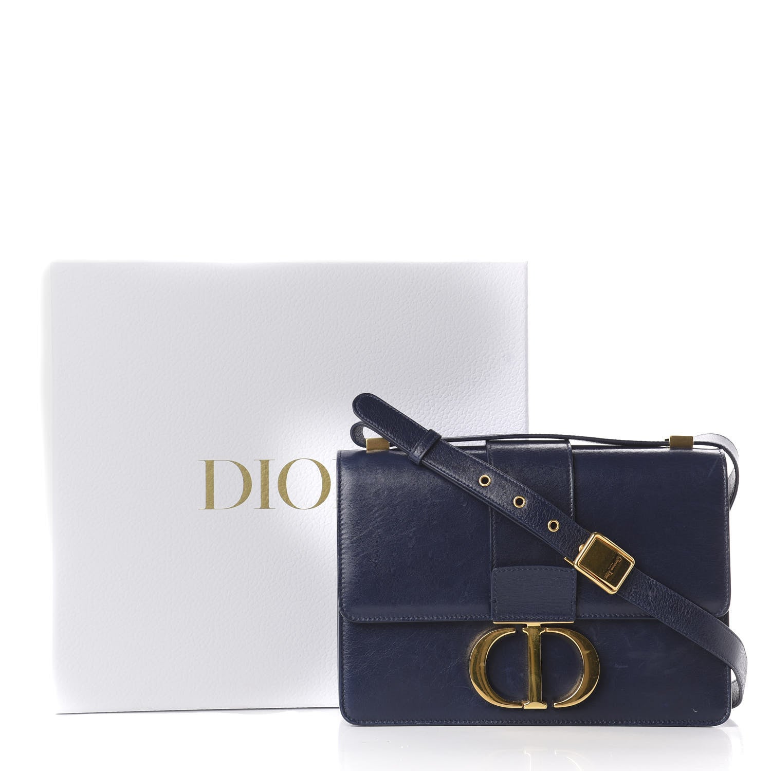 Christian Dior Shiny Crinkled Lambskin 30 Montaigne Flap Bag Indigo 11 of 11