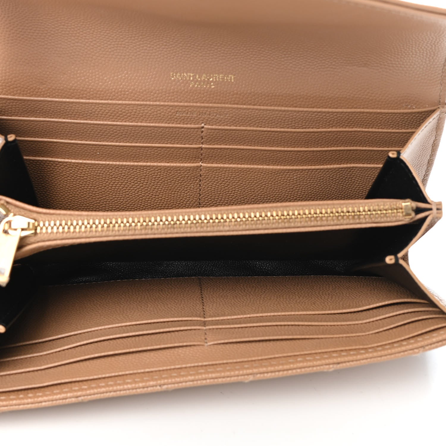 Saint Laurent Grain De Poudre Matelasse Chevron Monogram Flap Wallet Dark Latte 4 of 4
