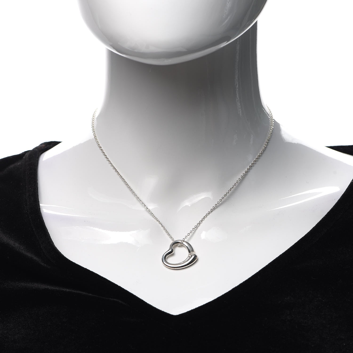 Tiffany Sterling Silver 22mm Elsa Peretti Open Heart Pendant Necklace 2 of 6
