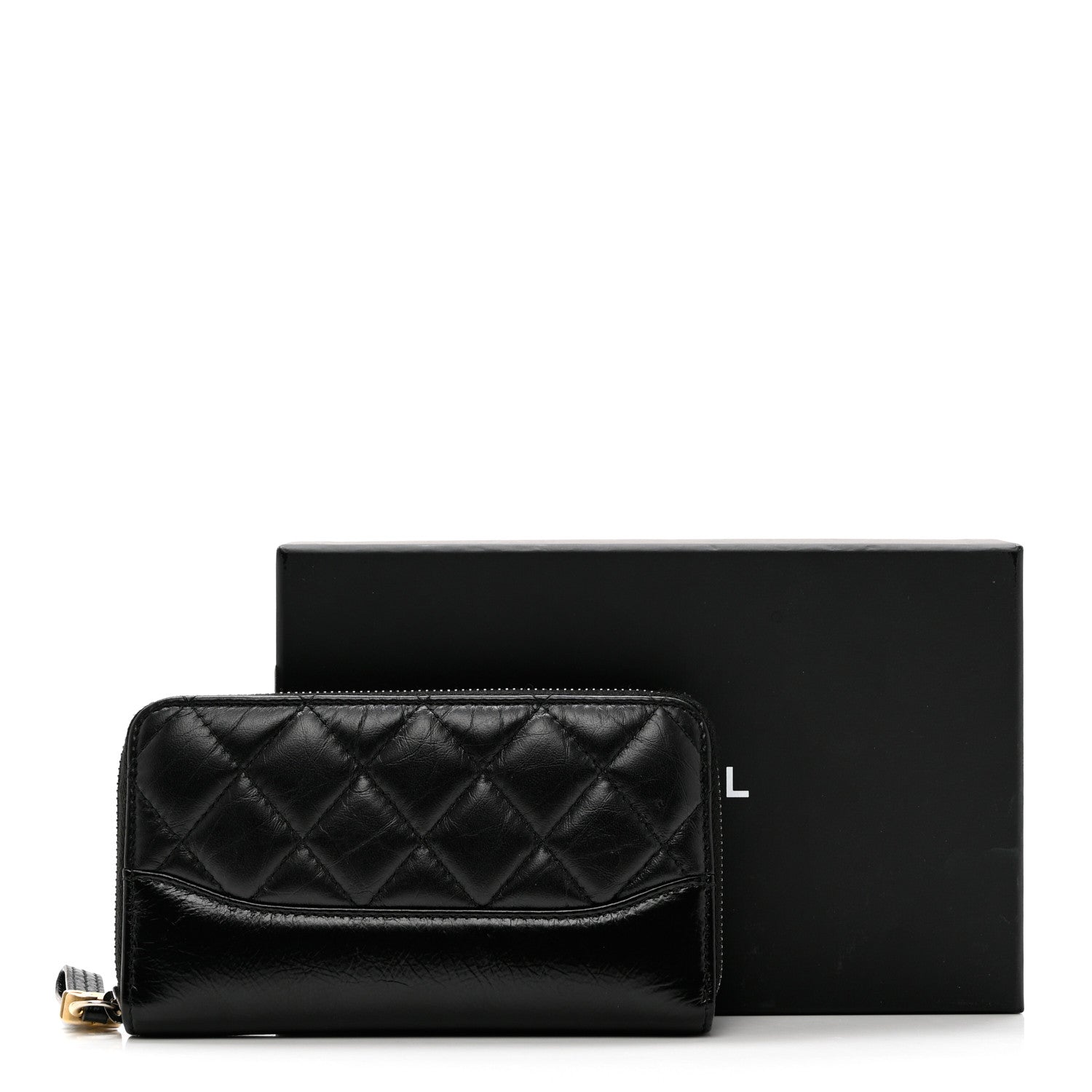 Chanel Aged Calfskin Quilted Small Gabrielle Zip Around Wallet Black 10 of 10