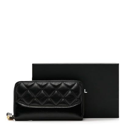 Chanel Aged Calfskin Quilted Small Gabrielle Zip Around Wallet Black 10 of 10