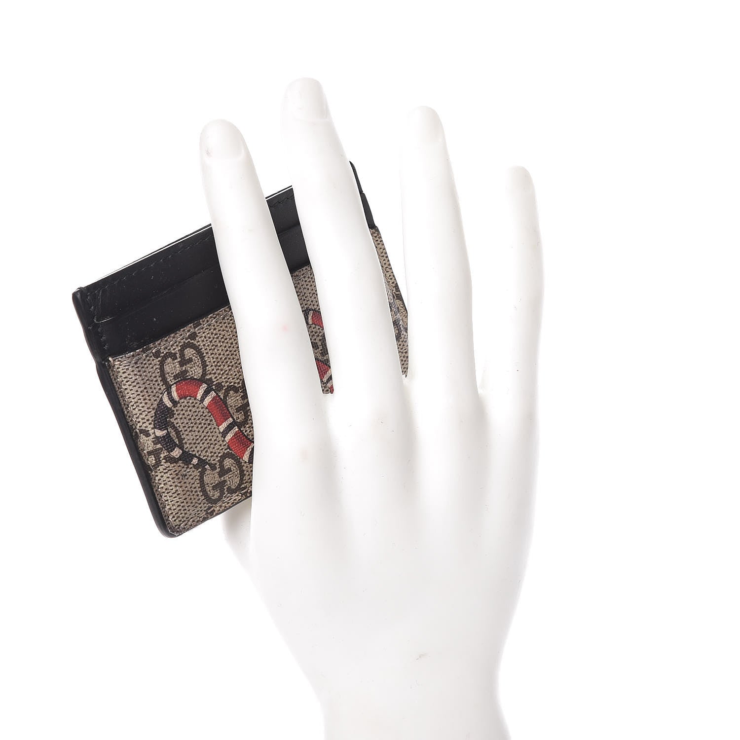 Gucci GG Supreme Monogram Kingsnake Card Holder Beige Black 2 of 8