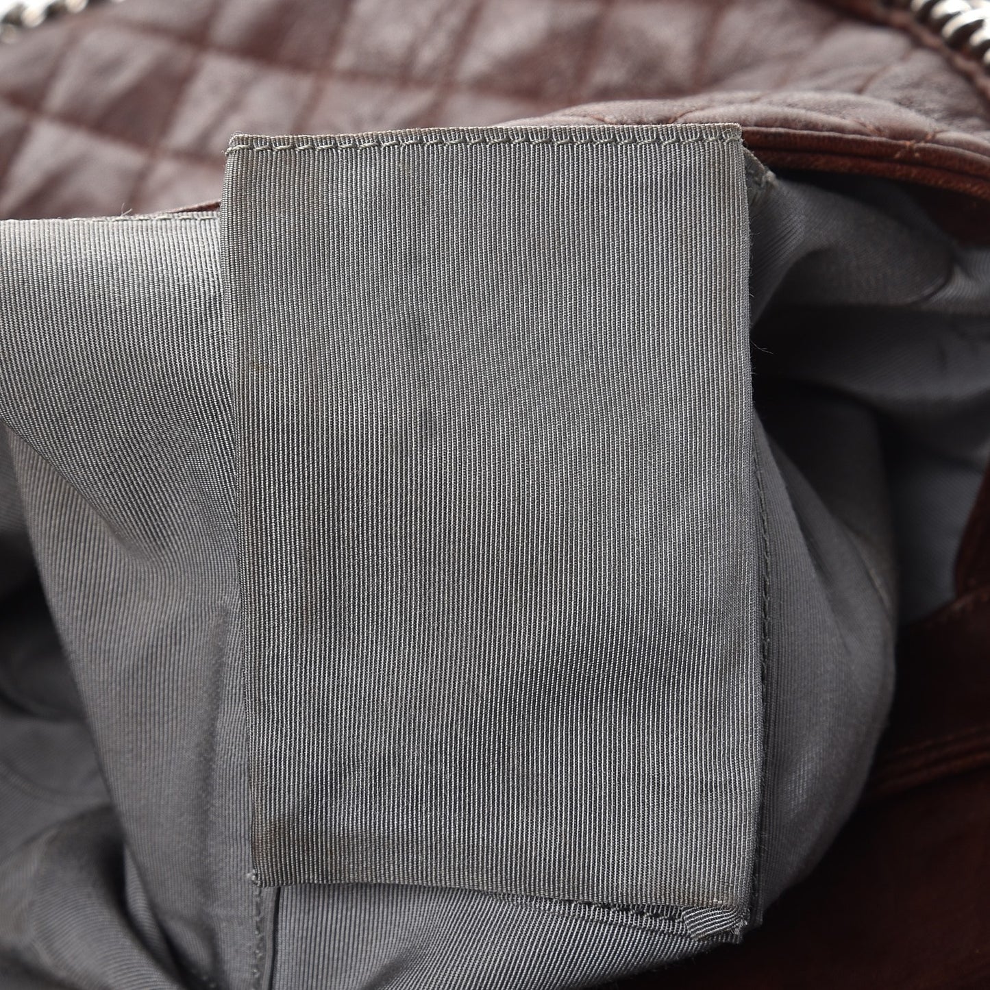 Crumpled Lambskin Quilted Maxi Chain Around Flap Dark Brown