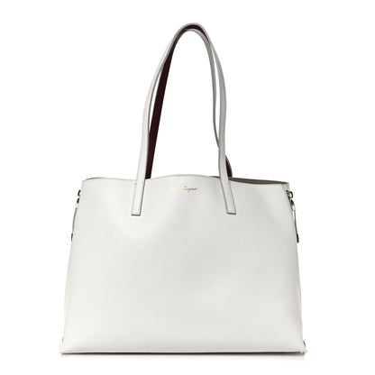 Salvatore Ferragamo Calfskin Large Jet Set Shopper Tote White 3 of 11