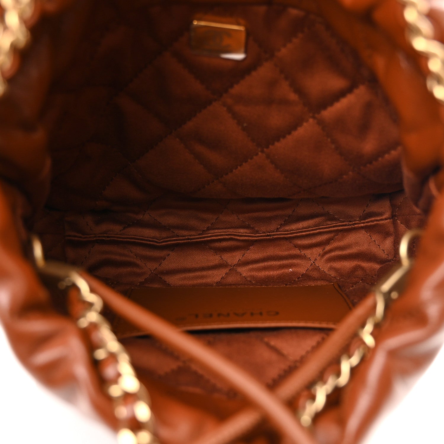 Chanel Shiny Calfskin Quilted Mini Chanel 22 Light Brown 5 of 10
