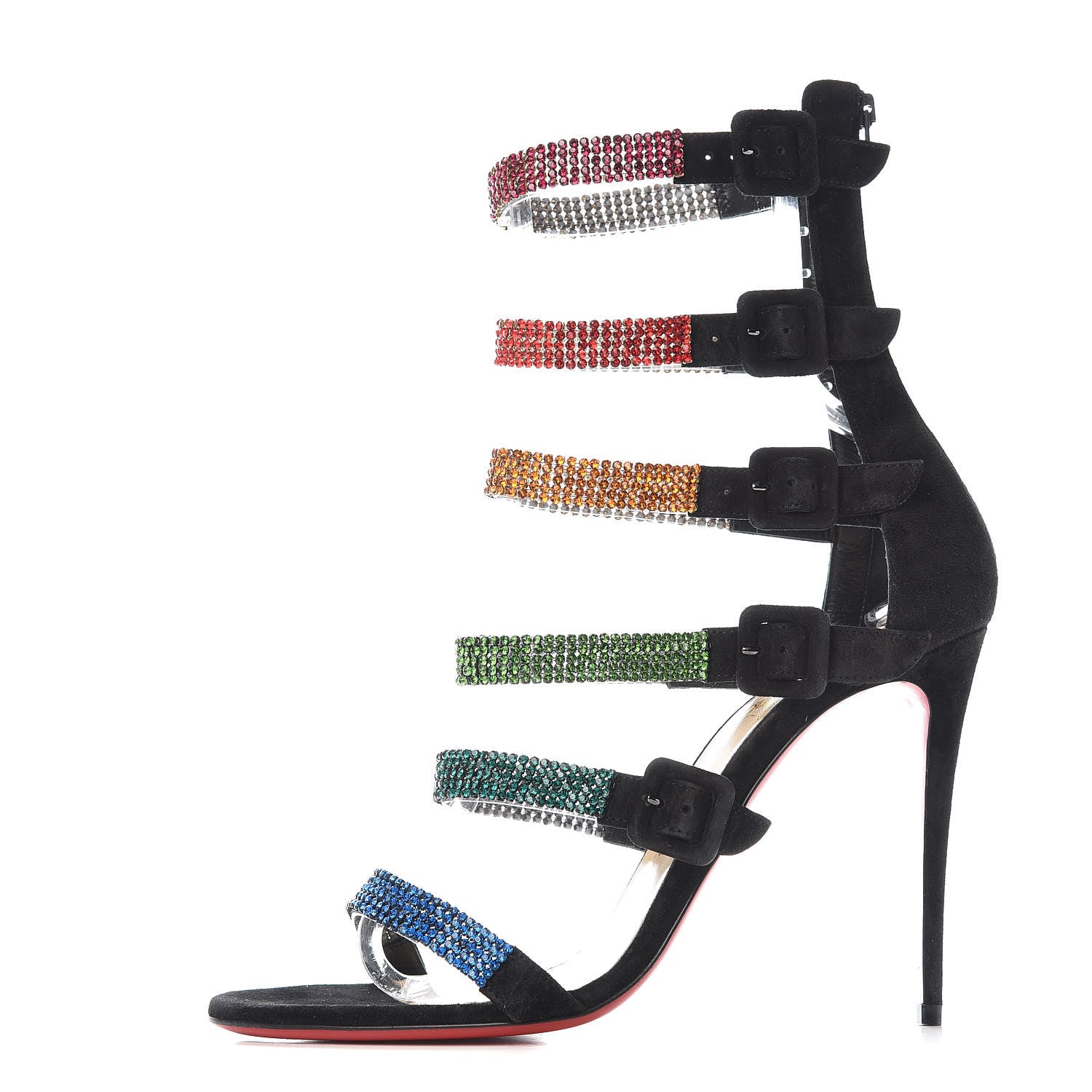 Christian Louboutin Veau Velours Raynibo Cage 110 Strappy Sandals 39 Black 1 of 7