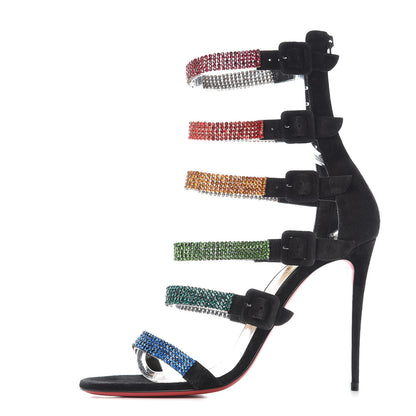 Christian Louboutin Veau Velours Raynibo Cage 110 Strappy Sandals 39 Black 1 of 7