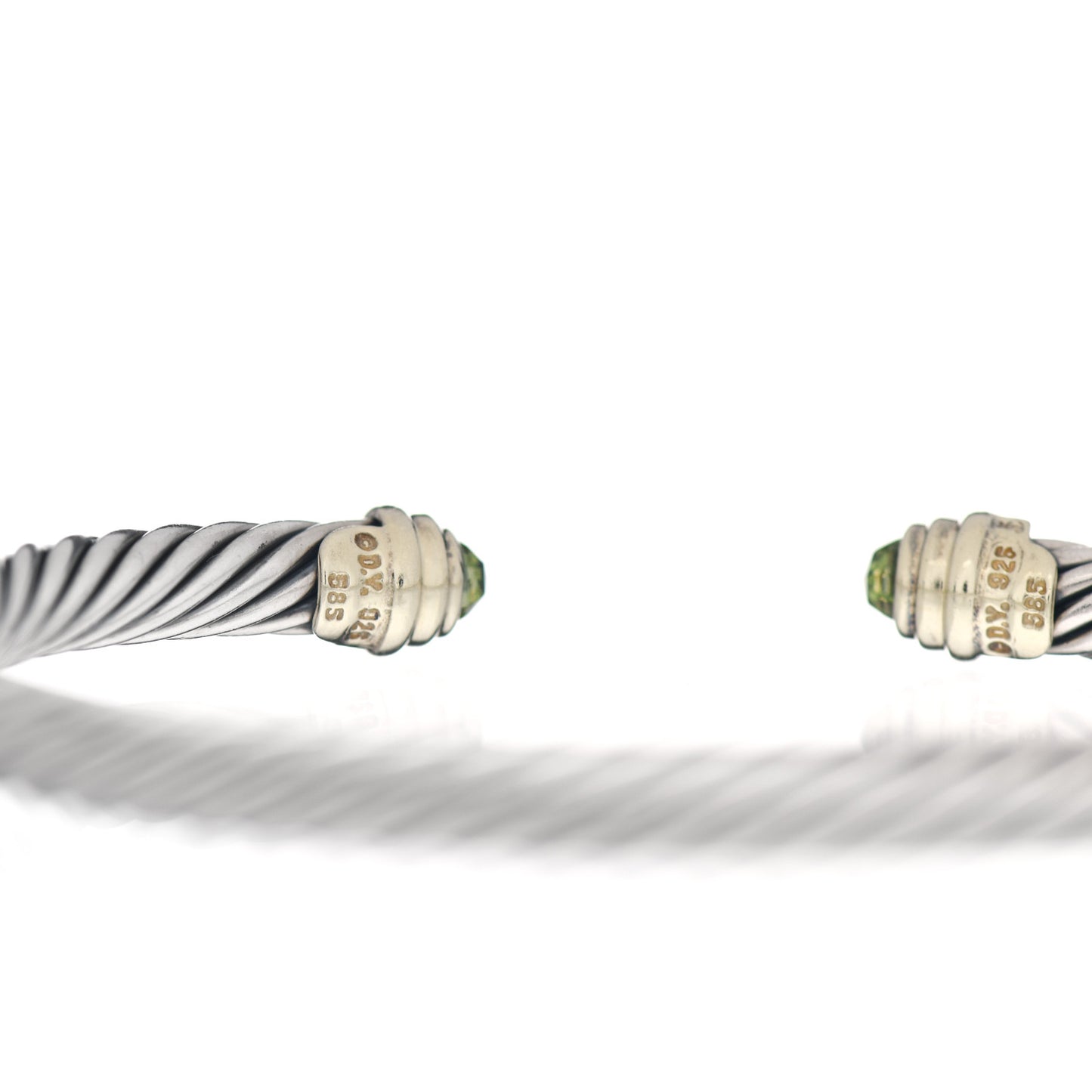 Sterling Silver 14K Yellow Gold Peridot 5mm Cable Classics Petite Color Bracelet