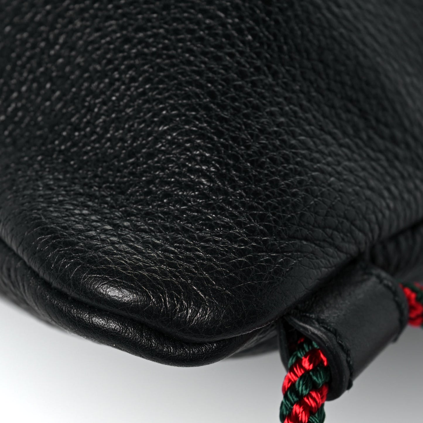 Calfskin Logo Drawstring Backpack Black