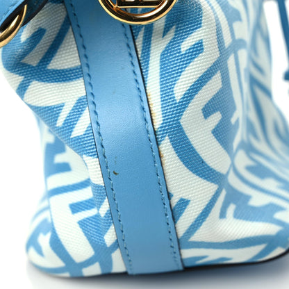 Fendi X SARAH COLEMAN Glazed Canvas Vitello King F is Fendi FF Vertigo Mini Mon Tresor Bucket Bag Cyber Blue White 16 of 16