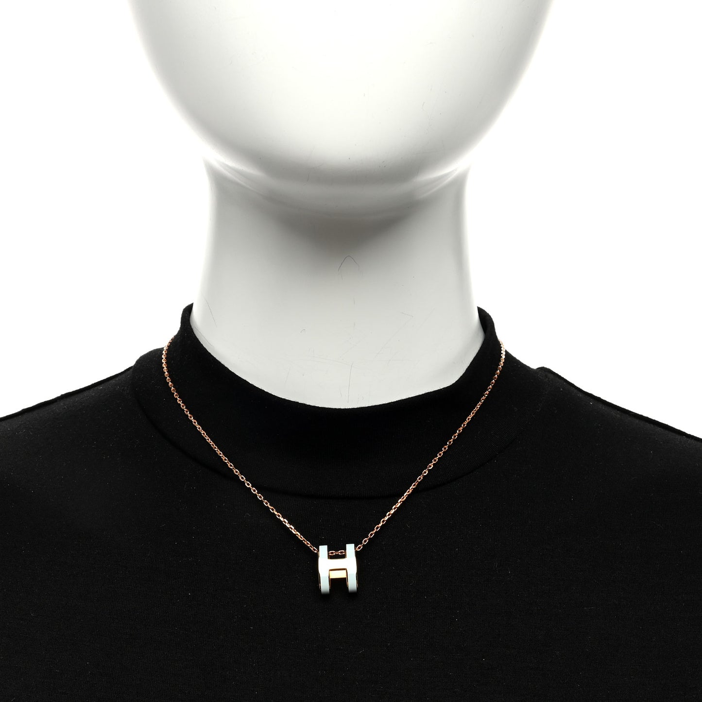 Lacquered Rose Gold Pop H Pendant Necklace Bleu Pastel