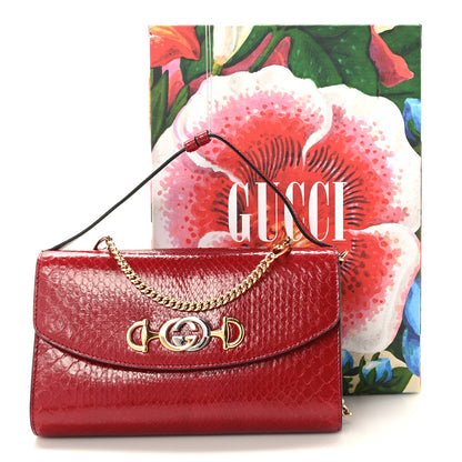 Gucci Snakeskin Small Zumi Shoulder Bag Hibiscus Red 3 of 12