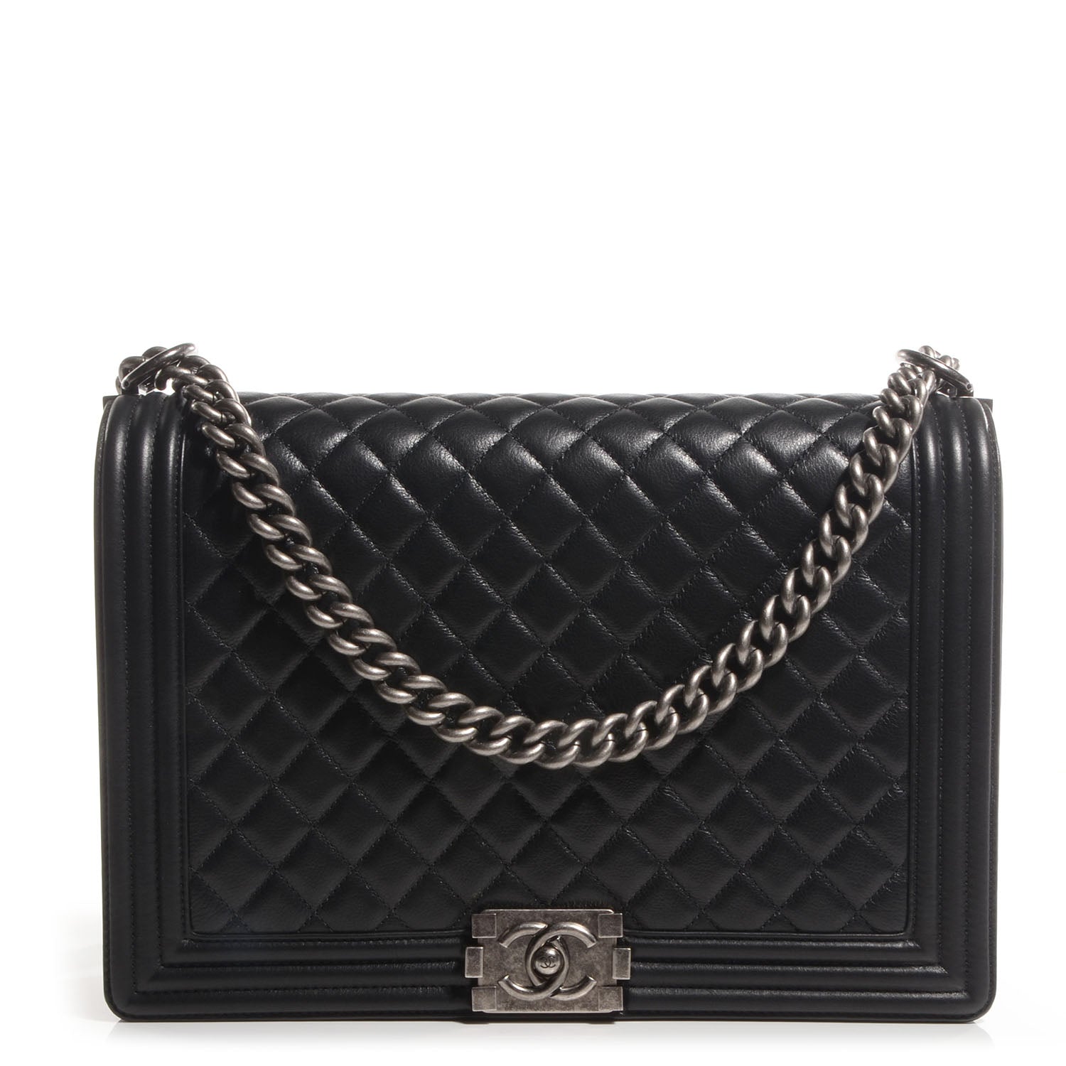 Chanel Metallic Calfskin Large Boy Flap Black 1 of 9