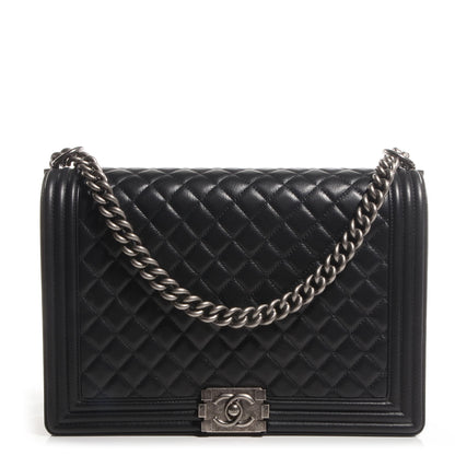 Chanel Metallic Calfskin Large Boy Flap Black 1 of 9