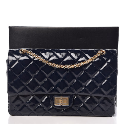 Chanel Distressed Patent Quilted 2.55 Reissue 227 Flap Dark Blue 10 of 10