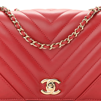 Chanel Calfskin Chevron Quilted Mini Statement Flap Red 8 of 12