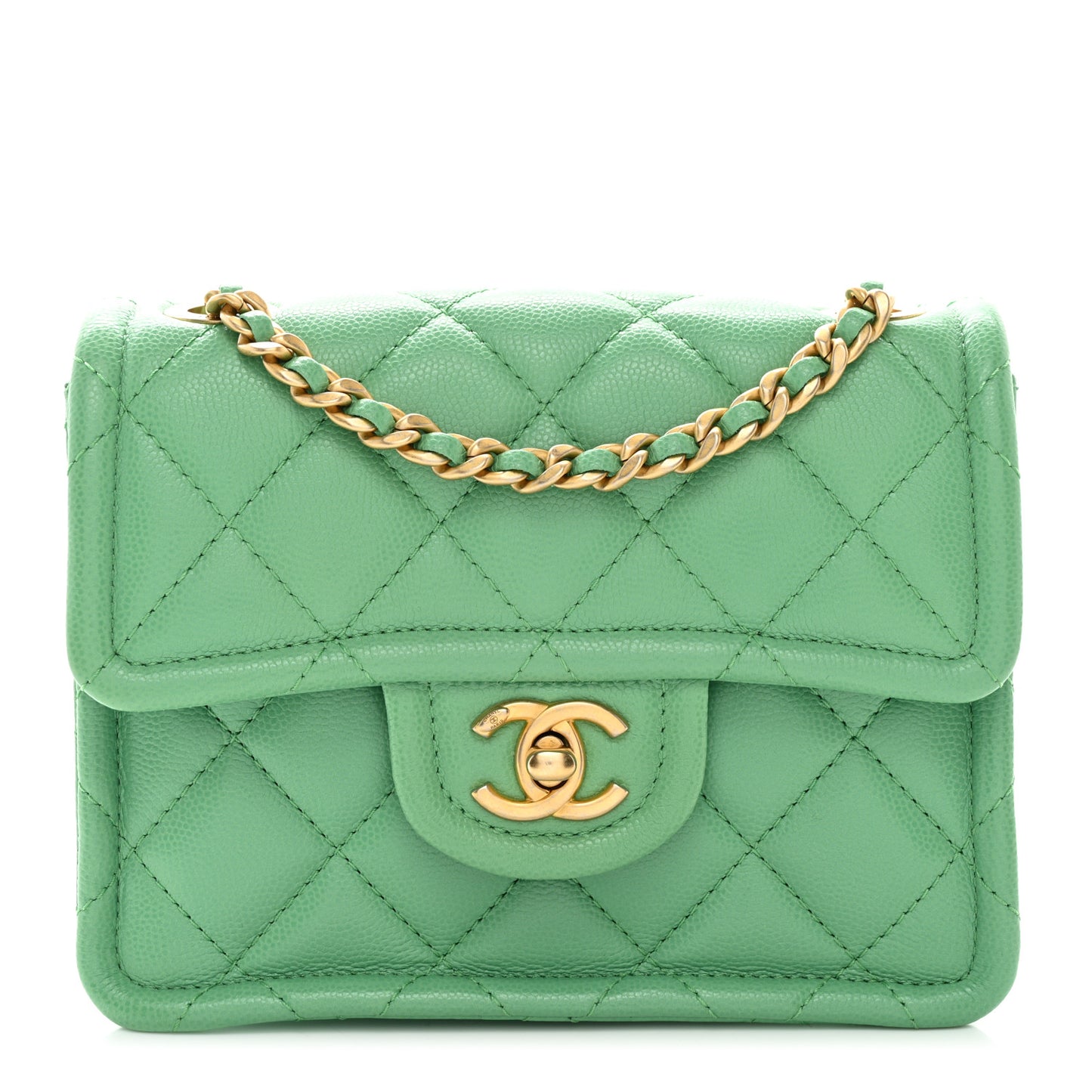 Caviar Quilted Mini Sweet Classic Flap Green