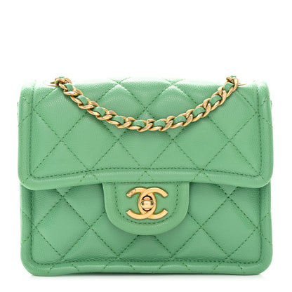 Chanel Caviar Quilted Mini Sweet Classic Flap Green 1 of 10