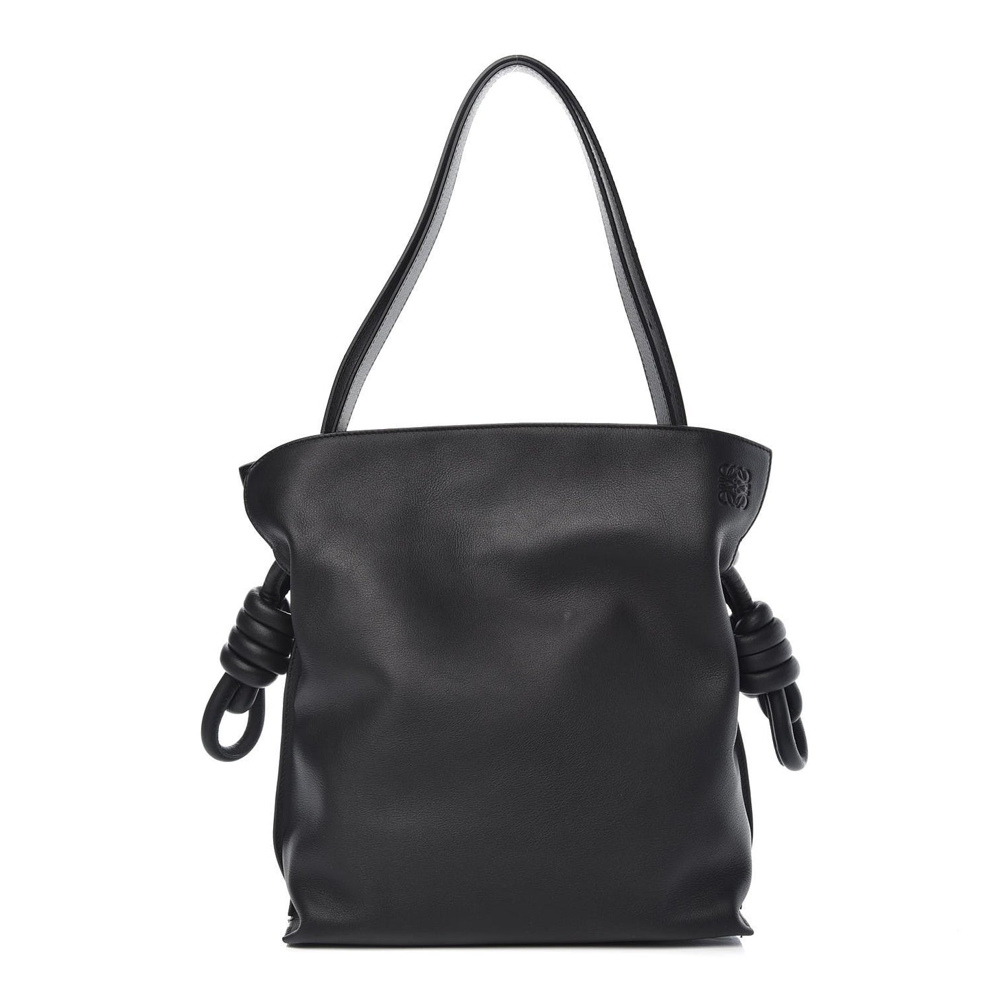 Calfskin Flamenco Knot Bag Black