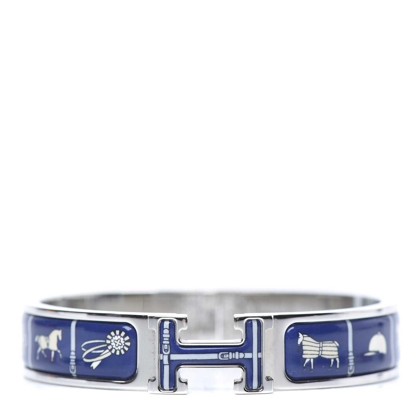 Enamel Printed Narrow Couvertures et Tenues de Jour Clic Clac H Bracelet PM Laiton Plaque