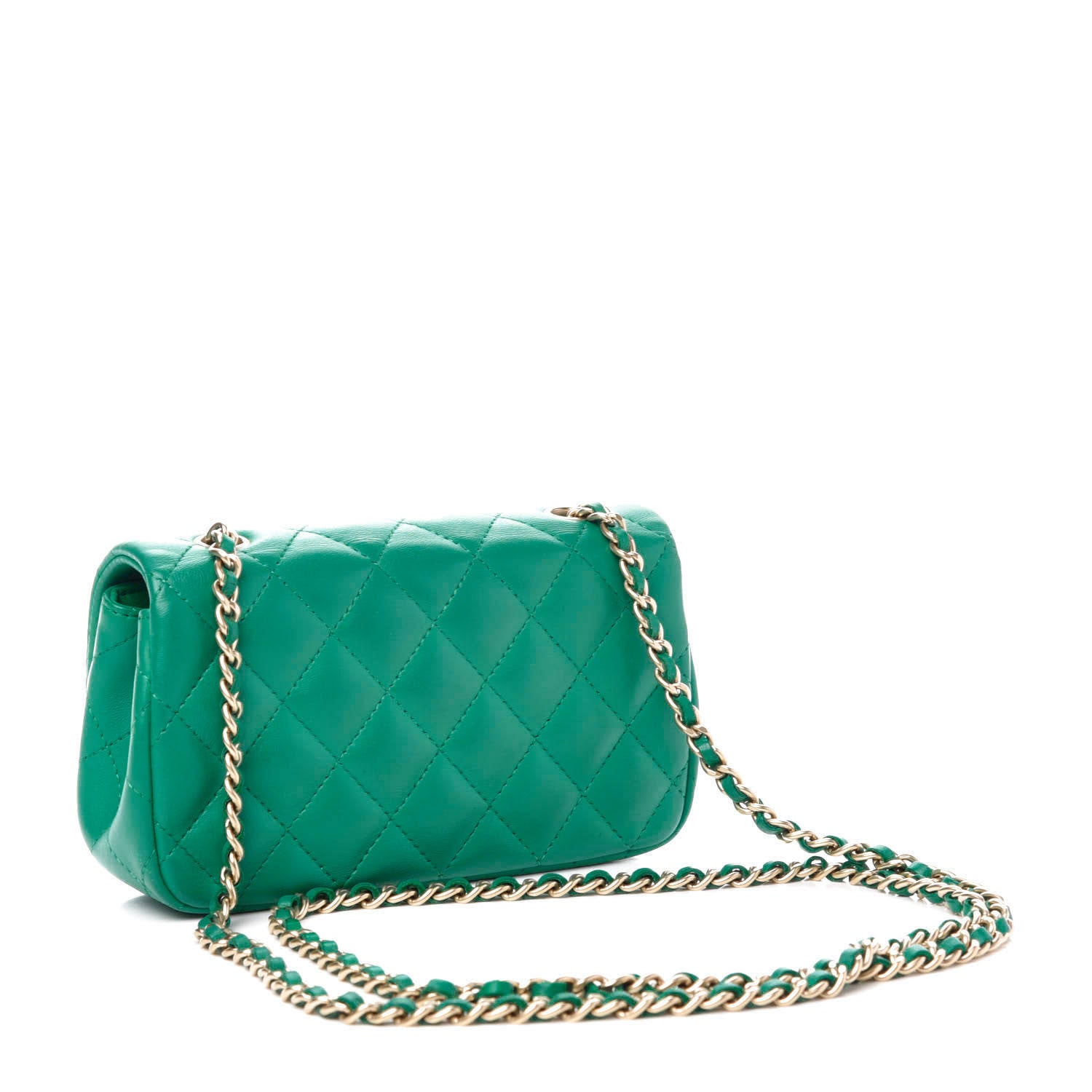 Chanel Lambskin Quilted Extra Mini Rectangular Flap Green 4 of 12