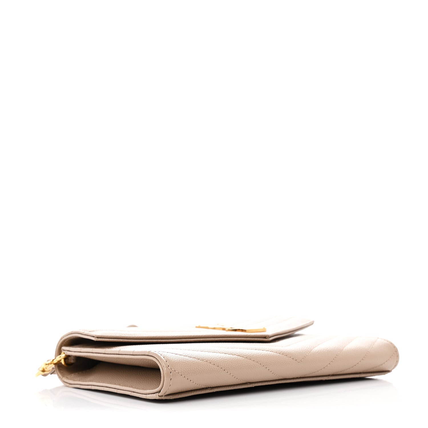 Saint Laurent Grain De Poudre Matelasse Chevron Monogram Envelope Clutch Dark Beige 4 of 8