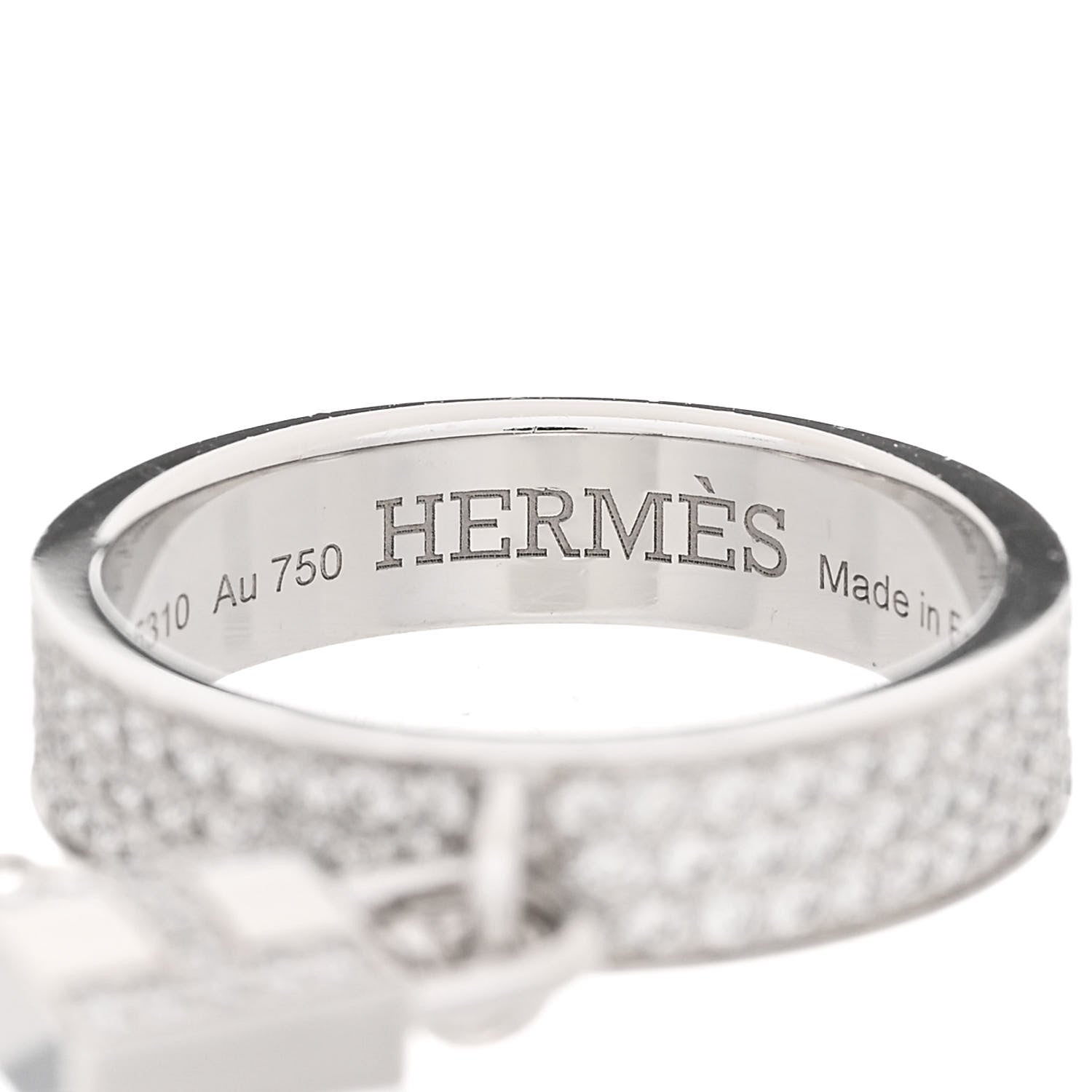 Hermes 18K White Gold Diamond Kelly Clochette Double Ring 50 5.25 6 of 8